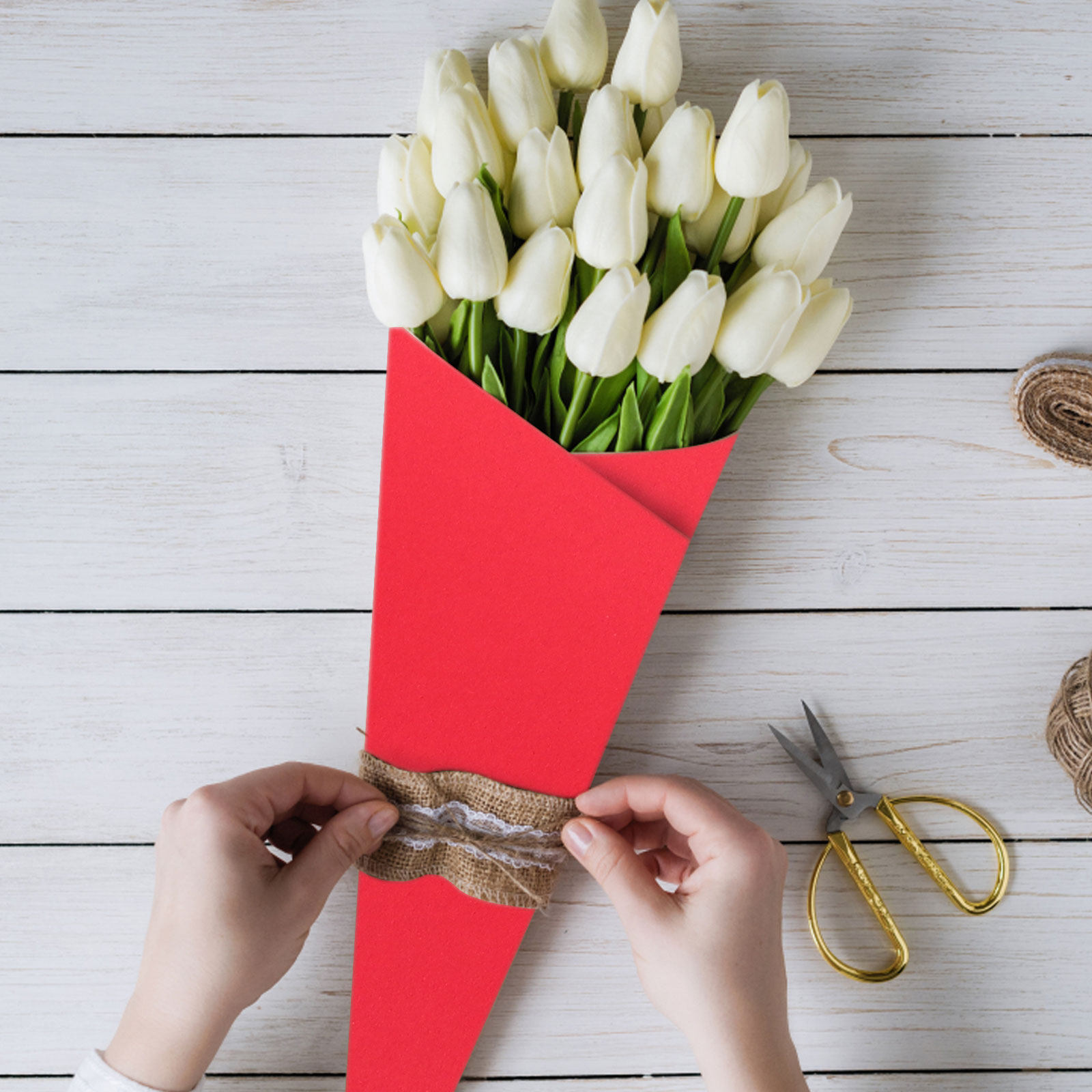 Flower Wrap Kraft - 1 Roll Red Kraft Paper Roll
