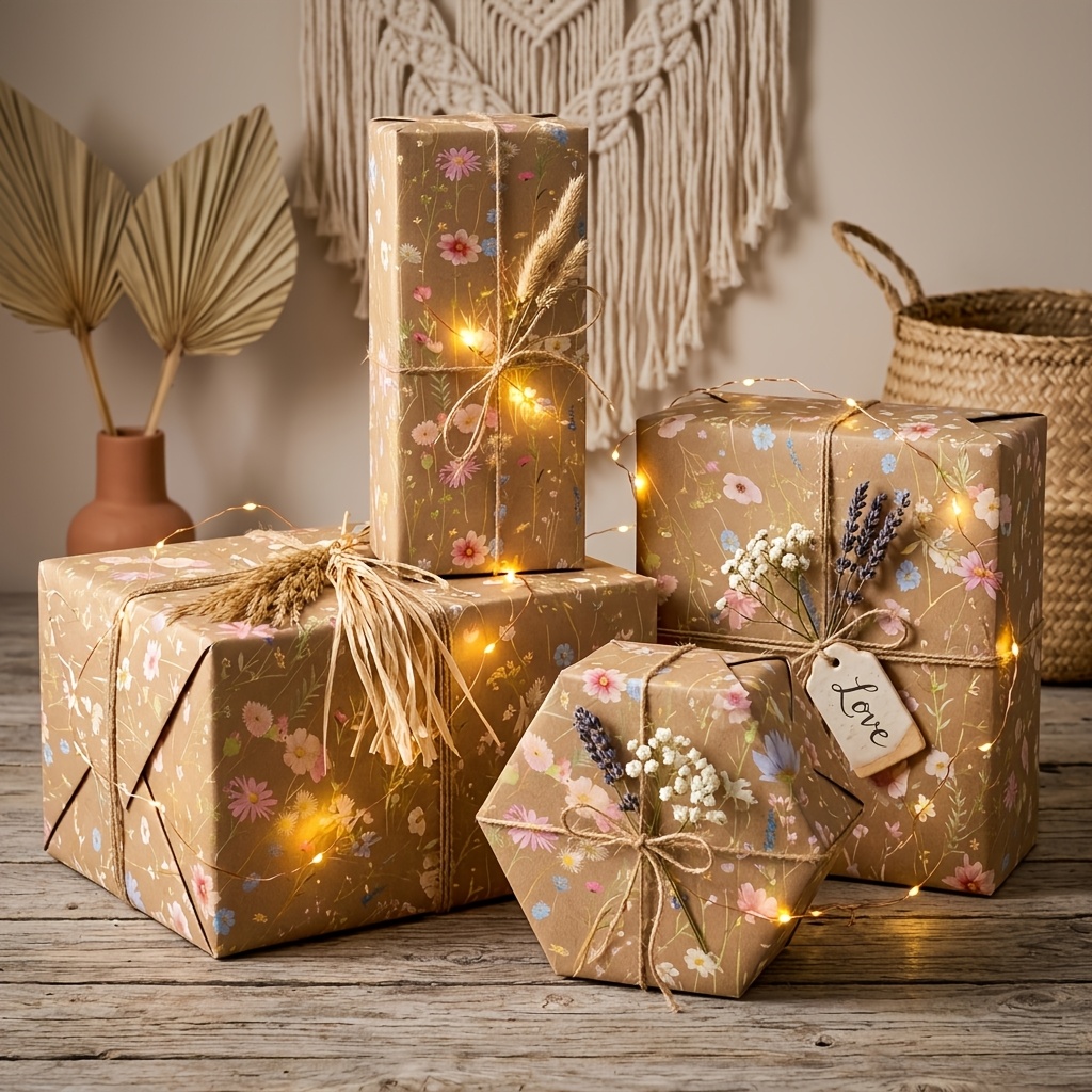 Flower Wrap Kraft - 1 Roll of Vintage Forest Floral