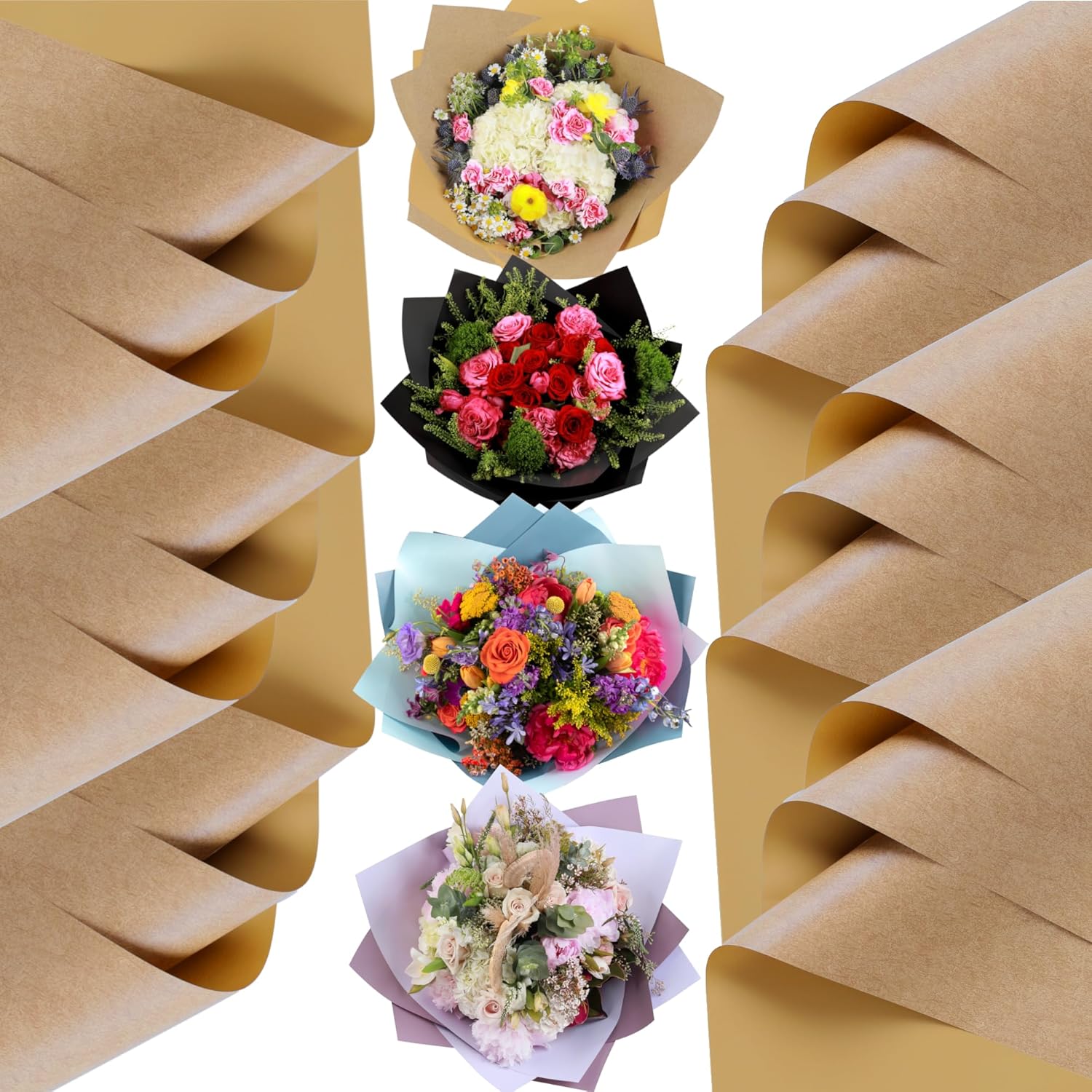 Flower Wrap Kraft - 20 Sheets Double Sided Flower Wrapping