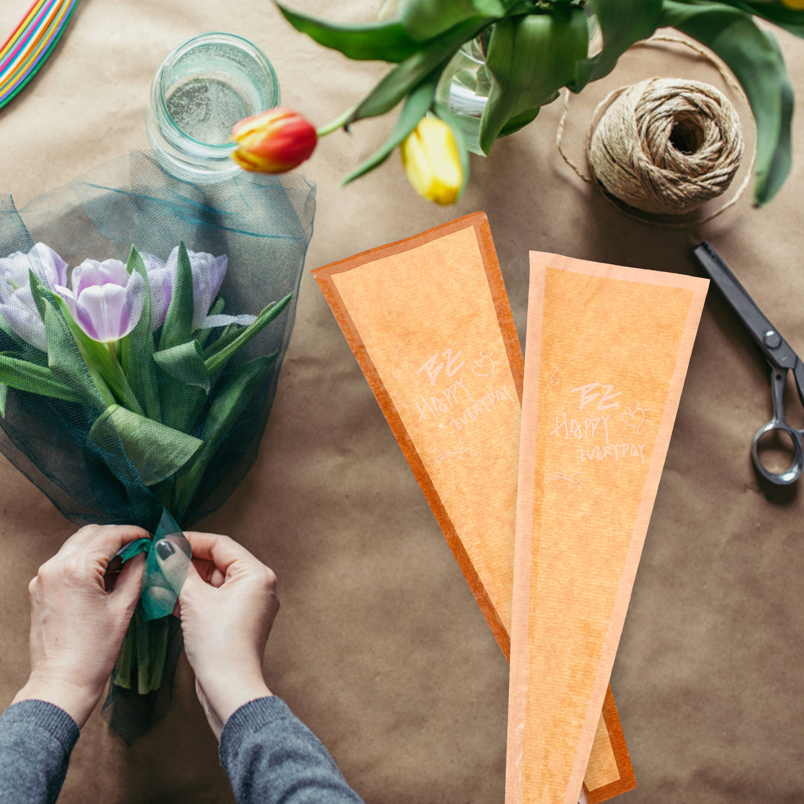 60Pcs Kraft Flower Wrap Sleeve - đánh giá và giá Flower Wrap Kraft