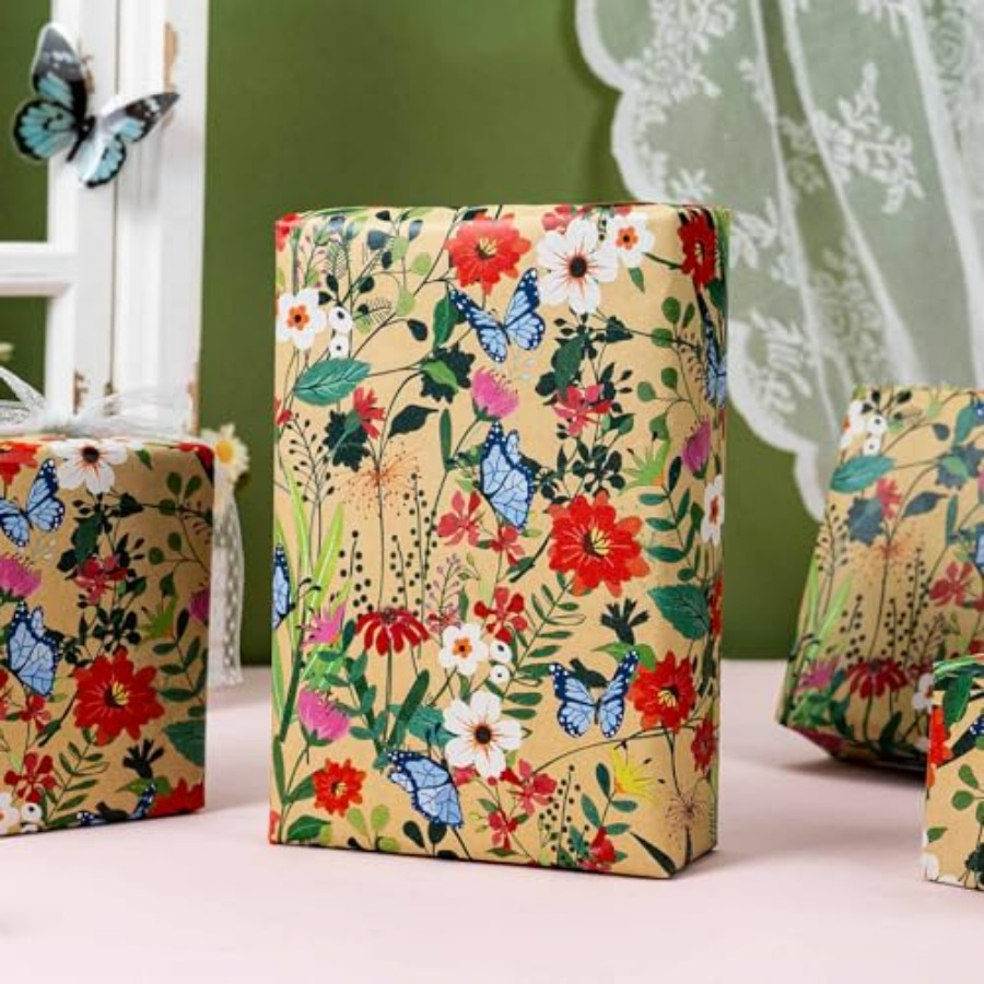 Kraft Flowers Wrapping Paper,  - đánh giá và giá Flower Wrap Kraft