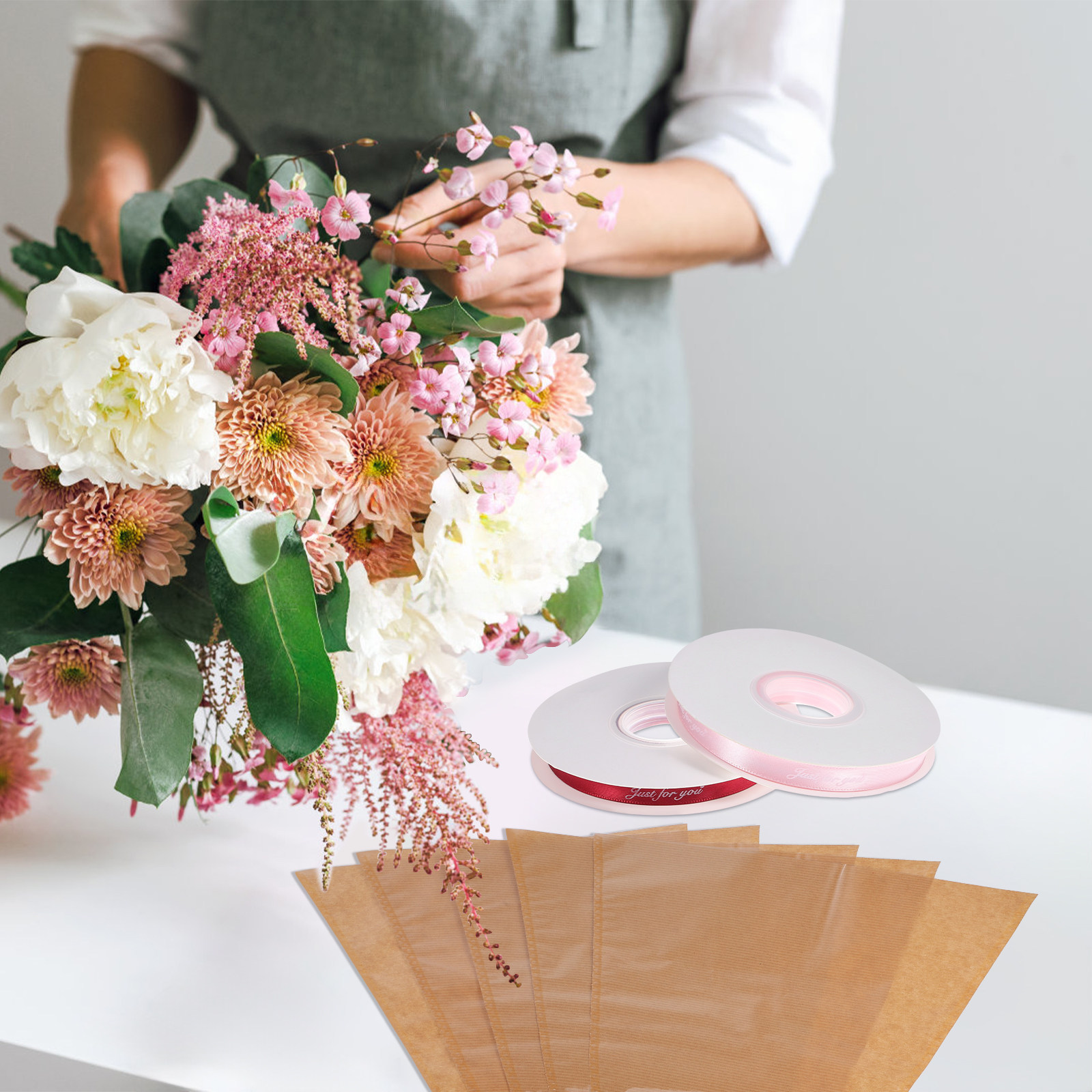 1Set Kraft Paper Flower Bags C - đánh giá và giá Flower Wrap Kraft