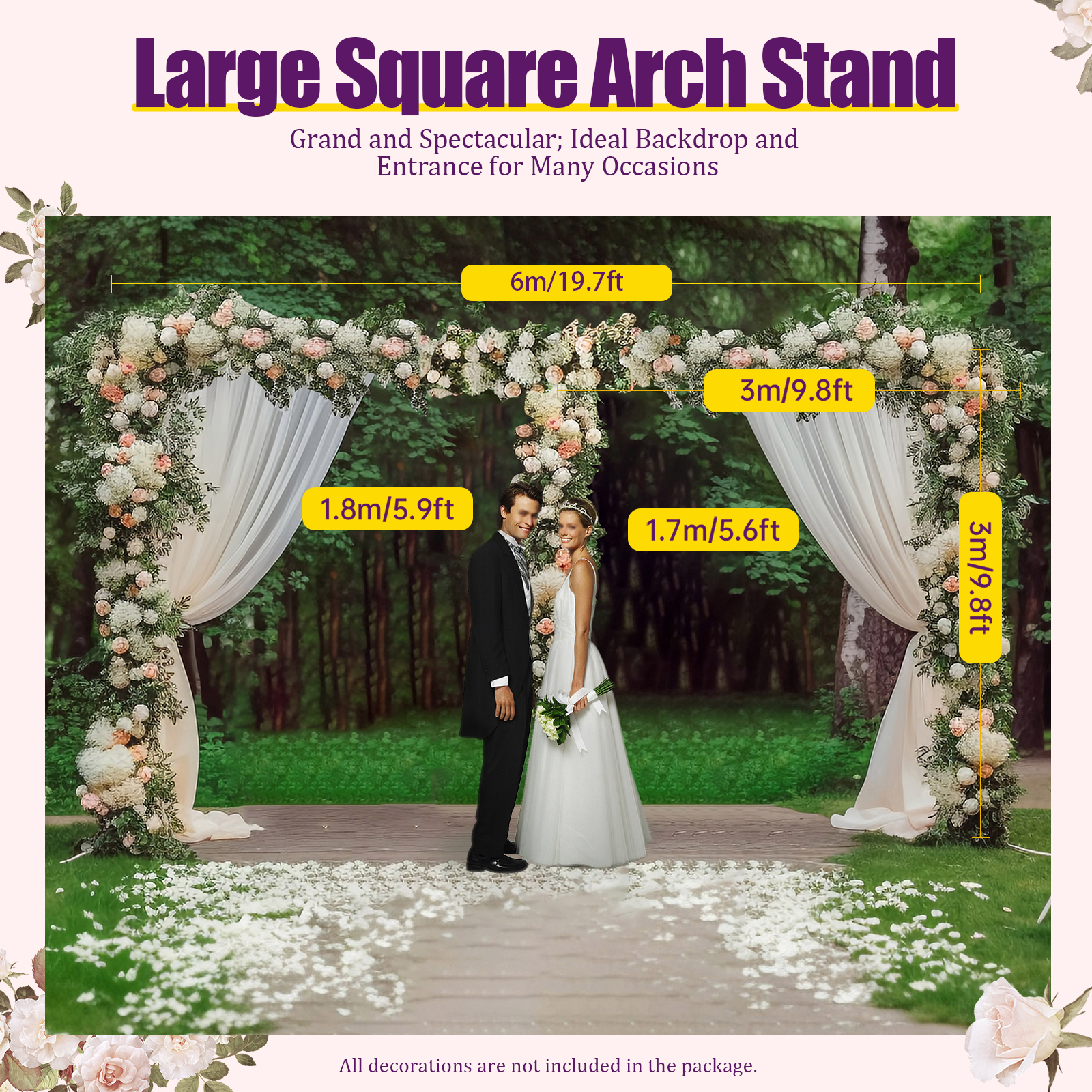 3x6m/10x20ft Metal Wedding Arc - đánh giá và giá Florist Supp